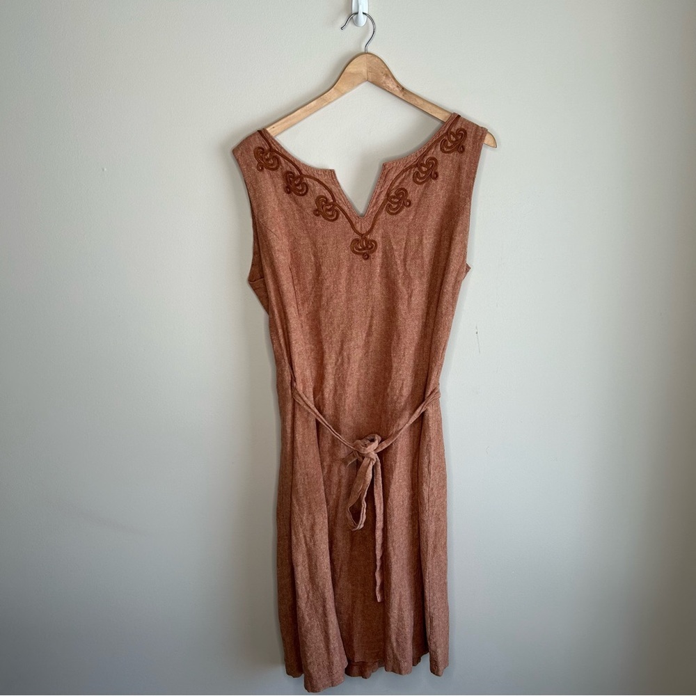 Isaac Mizrahi Linen Wrap Dress Rusted Orange XL